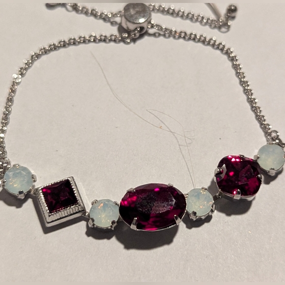 Sorrelli Silver Bracelet with Red and White Gems - Picture 2 of 5